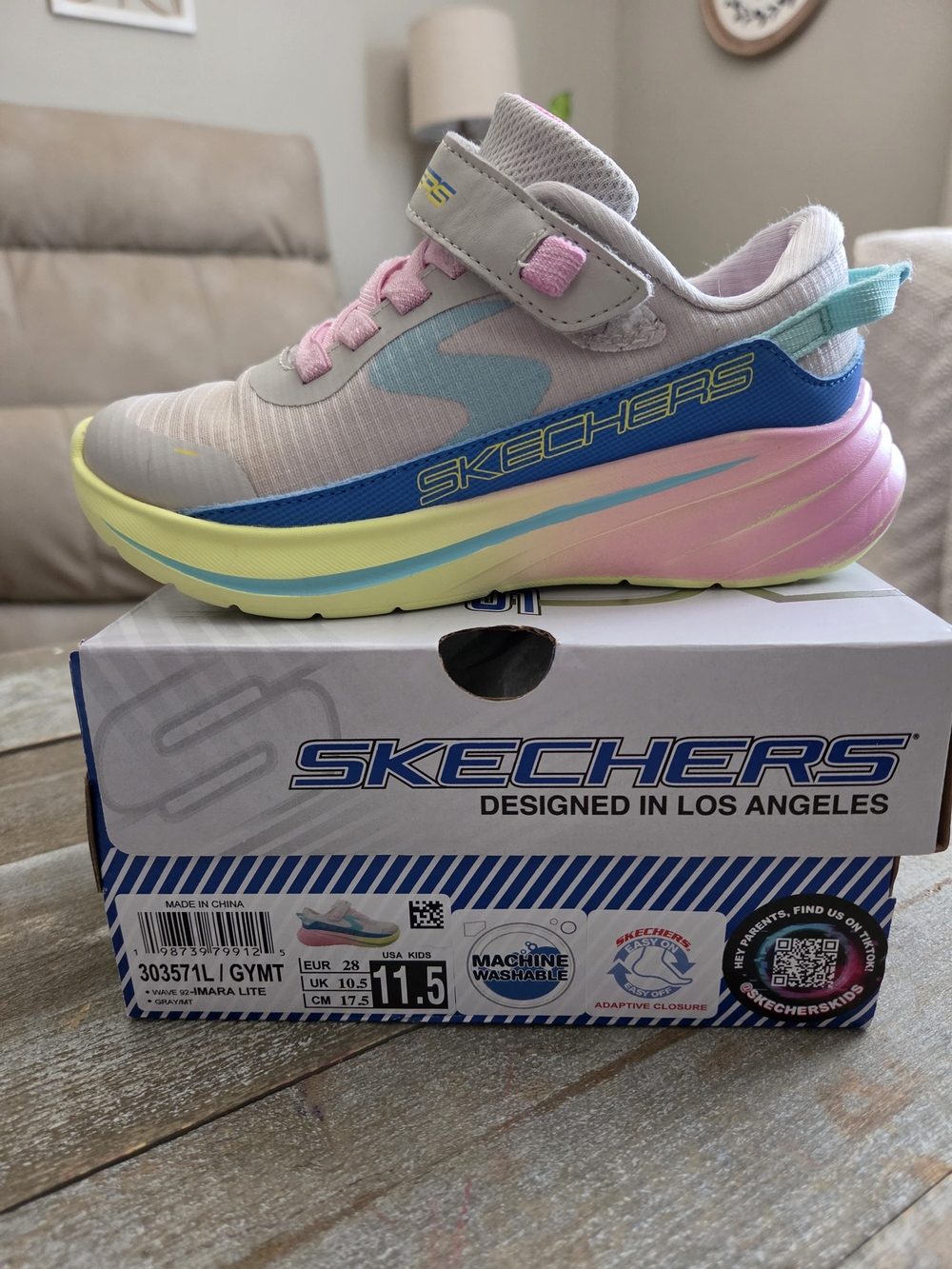 Skechers Kids Pastel Multi-Color Slip-On Athletic Shoe - Pink/Blue